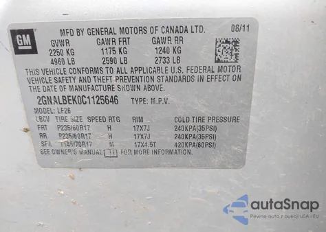 2012 Chevrolet Equinox Ls from USA, damaged, VIN 2GNALBEK0C1125646